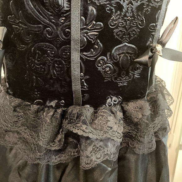 🎃NWT DOSE black sleeveless maxi  gothic 3 different fabrics dress XL - Picture 4 of 16